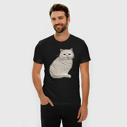 Футболка slim-fit Вышивка Кот, цвет: черный — фото 2