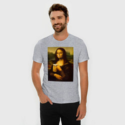 Футболка slim-fit Мона Лиза с пивом, цвет: меланж — фото 2