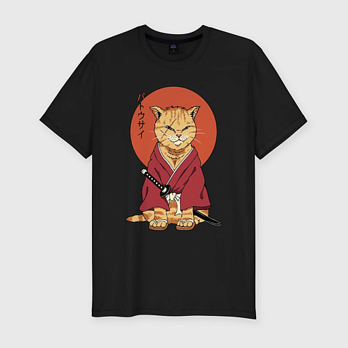 Мужская slim-футболка Samurai kimono cat / Черный – фото 1