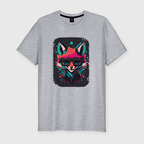 Мужская slim-футболка Playful fox / Меланж – фото 1