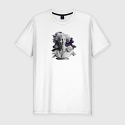 Мужская slim-футболка Гипсовый бюст в цветах - нейросеть 3