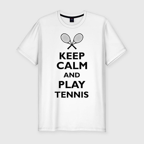 Мужская slim-футболка Keep Calm & Play tennis / Белый – фото 1
