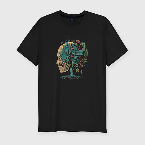 Мужская slim-футболка Единение с природой / Черный – фото 1