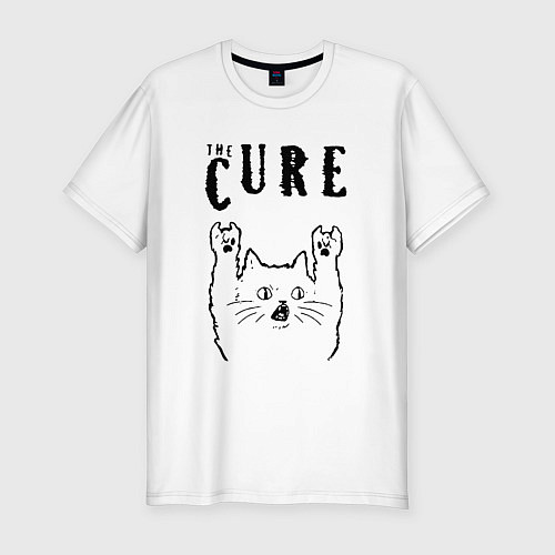 Мужская slim-футболка The Cure - rock cat / Белый – фото 1