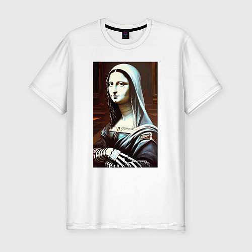 Мужская slim-футболка Mona Lisa from Elm street - horror / Белый – фото 1