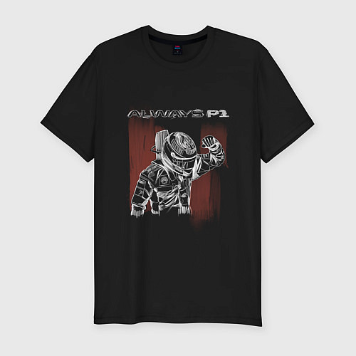 Мужская slim-футболка Always P1 - пилот Ф1 / Черный – фото 1