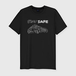 Футболка slim-fit Stay safe white, цвет: черный