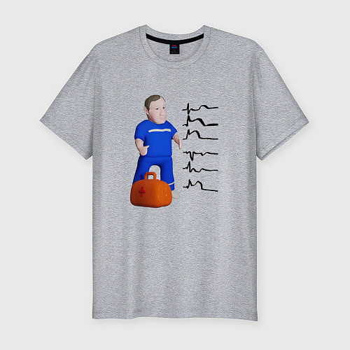 Мужская slim-футболка Доктор читает электрокардиограмму / Меланж – фото 1