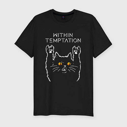 Мужская slim-футболка Within Temptation rock cat / Черный – фото 1