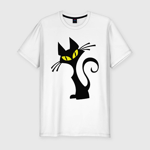 Мужская slim-футболка Кошка / Белый – фото 1