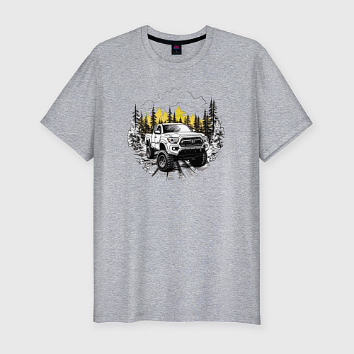 Мужская slim-футболка Тойота такома / Меланж – фото 1