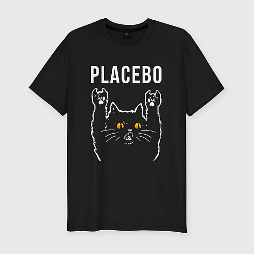 Мужская slim-футболка Placebo rock cat / Черный – фото 1