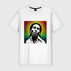 Мужская slim-футболка Боб Марли в традиционном триколоре