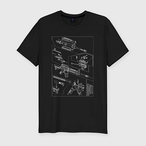 Мужская slim-футболка AR-15 в разборе / Черный – фото 1