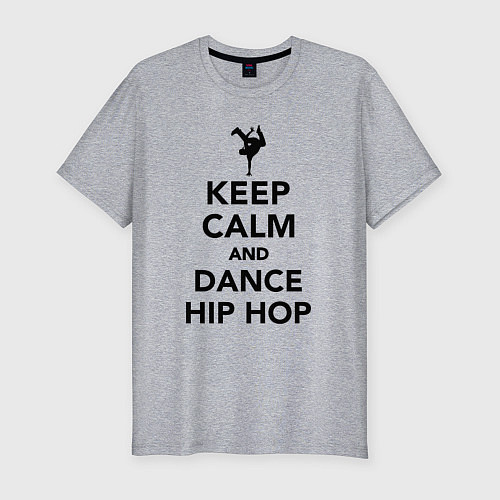 Мужская slim-футболка Keep calm and dance hip hop / Меланж – фото 1