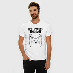 Футболка slim-fit Hollywood Undead - rock cat, цвет: белый — фото 2