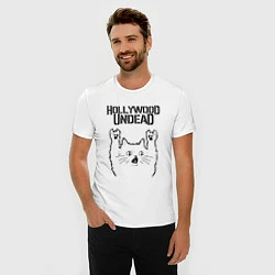 Футболка slim-fit Hollywood Undead - rock cat, цвет: белый — фото 2