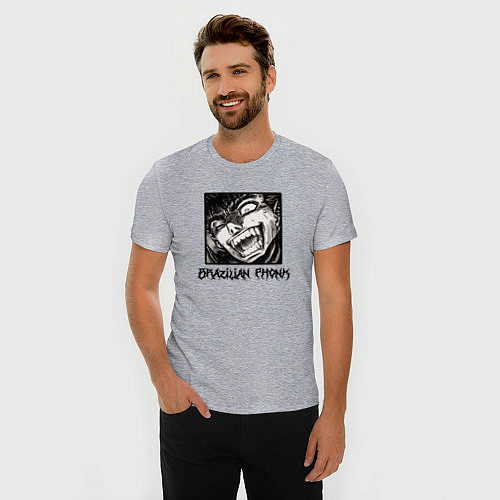 Мужская slim-футболка Berserk Brazilian Phonk / Меланж – фото 3
