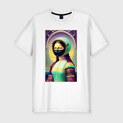 Мужская slim-футболка Мона Лиза наших дней - нейросеть / Белый – фото 1