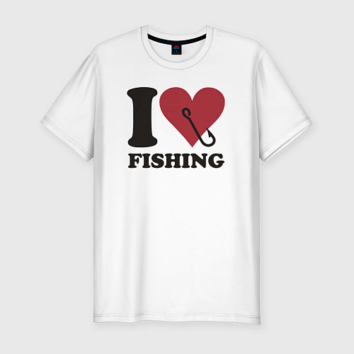 Мужская slim-футболка I love fishing / Белый – фото 1