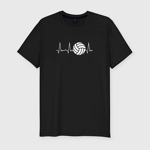 Мужская slim-футболка Сердце волейболиста / Черный – фото 1