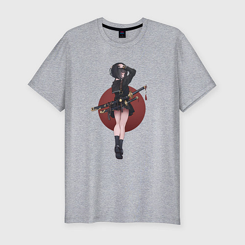 Мужская slim-футболка Аниме девочка онна-бугэйся / Меланж – фото 1