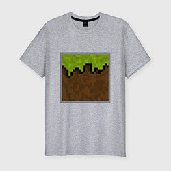 Мужская slim-футболка Блок земли майнкрафта