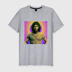 Мужская slim-футболка Jim Morrison Galo Glitch Art