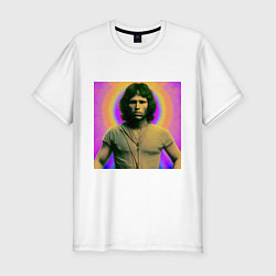 Футболка slim-fit Jim Morrison Galo Glitch Art, цвет: белый