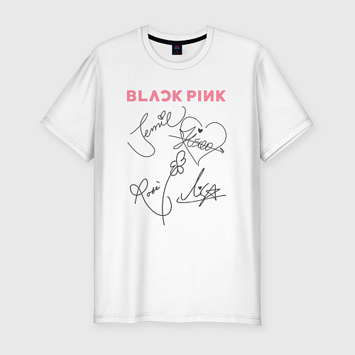 Мужская slim-футболка Blackpink автограф / Белый – фото 1