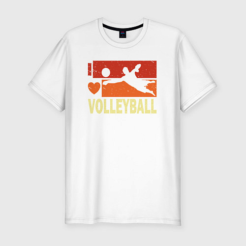 Мужская slim-футболка Я люблю волейбол / Белый – фото 1