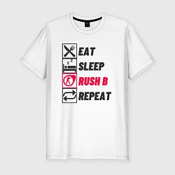 Футболка slim-fit Eat sleep rush b repeat, цвет: белый