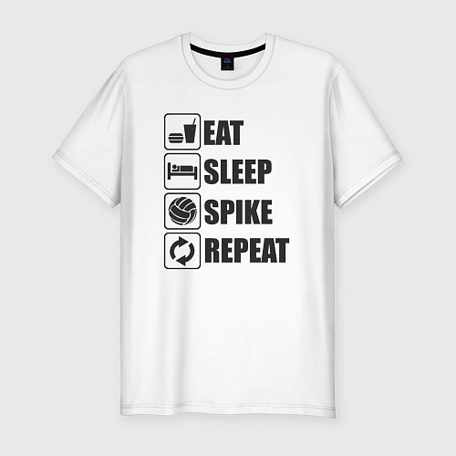 Мужская slim-футболка Eat sleep spike / Белый – фото 1