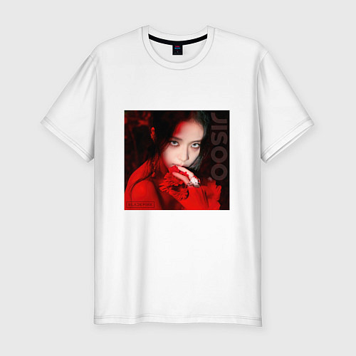 Мужская slim-футболка Blackpink Jisoo in red / Белый – фото 1