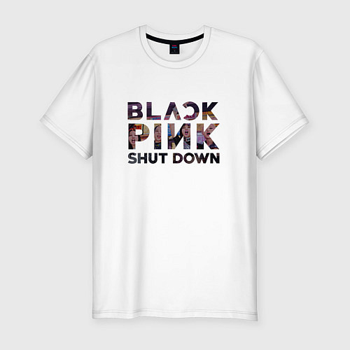 Мужская slim-футболка Blackpink logo Jisoo Lisa Rose Jennie / Белый – фото 1