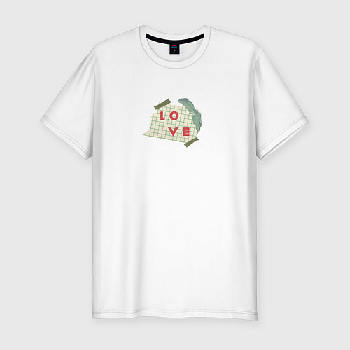 Мужская slim-футболка Коллаж Любовь на бумаге / Белый – фото 1