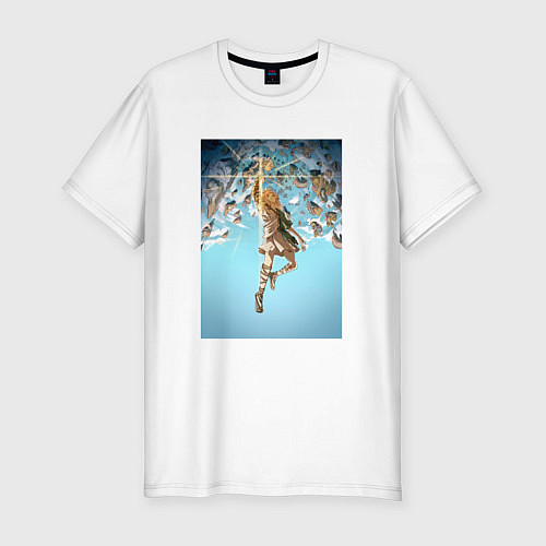 Мужская slim-футболка Линк в облаках / Белый – фото 1