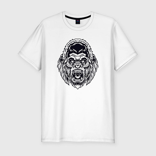 Мужская slim-футболка B&W - Злая горилла / Белый – фото 1