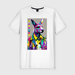 Футболка slim-fit Kangaroo - Australia - pop art, цвет: белый