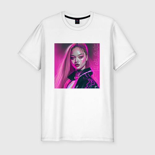 Мужская slim-футболка Blackpink Lisa аниме рисунок / Белый – фото 1