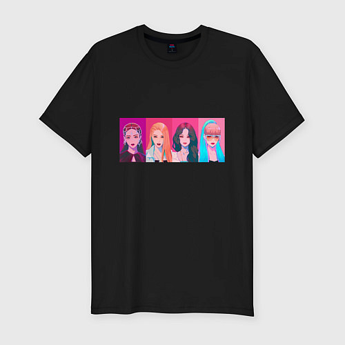 Мужская slim-футболка Портреты Black pink / Черный – фото 1