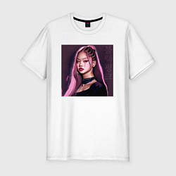 Футболка slim-fit Blackpink Jennie аниме рисунок, цвет: белый