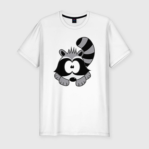Мужская slim-футболка Милый енотик / Белый – фото 1