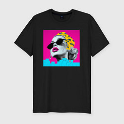 Футболка slim-fit Дама в Очках Popart, цвет: черный