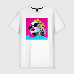 Футболка slim-fit Дама в Очках Popart, цвет: белый