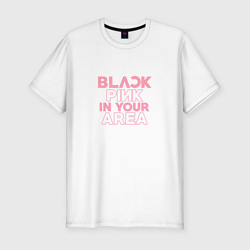 Мужская slim-футболка Black pink in your area - минимализм / Белый – фото 1