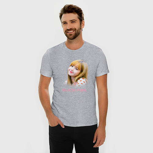 Мужская slim-футболка Lisa Blackpink / Меланж – фото 3