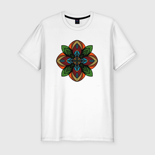 Мужская slim-футболка Traditional flower / Белый – фото 1