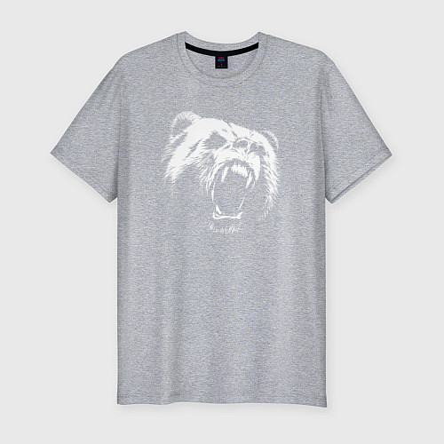 Мужская slim-футболка Медведь рычит / Меланж – фото 1