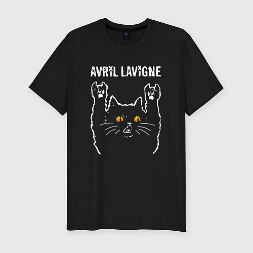 Мужская slim-футболка Avril Lavigne rock cat / Черный – фото 1
